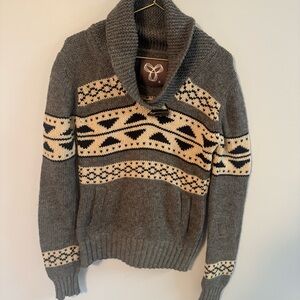 TNA Aritzia Women's Pullover Sweater Lambswool Grey/Cream Size SMALL